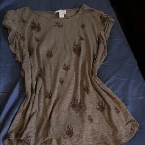 Brown Graphic Women's Top